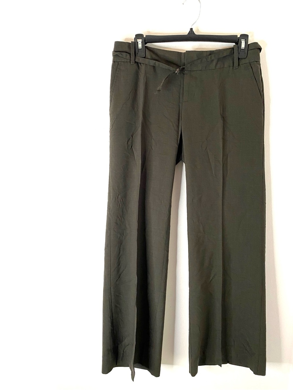 Gap The Trouser Dark Olive Grey Wool Blend Straight Leg Dress Pants
